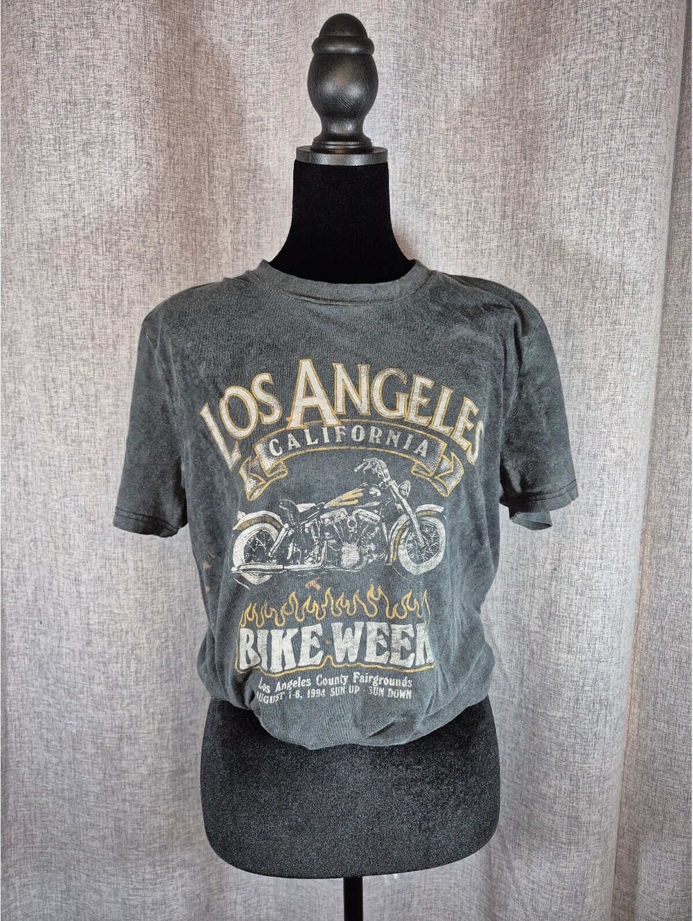 Los Angeles Bike Week Motorcycle Graphic Tee Gray Medium Unisex Y2K Grunge